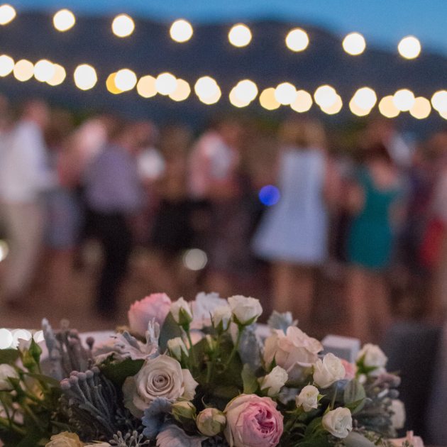 Wedding reception with guests sharing photos using HiveMoments private gallery